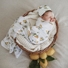 Load image into Gallery viewer, LEMON BABY JERSEY WRAP &amp; BEANIE
