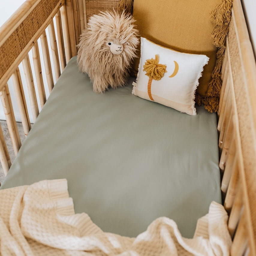 SAGE FITTED CRIB SHEET